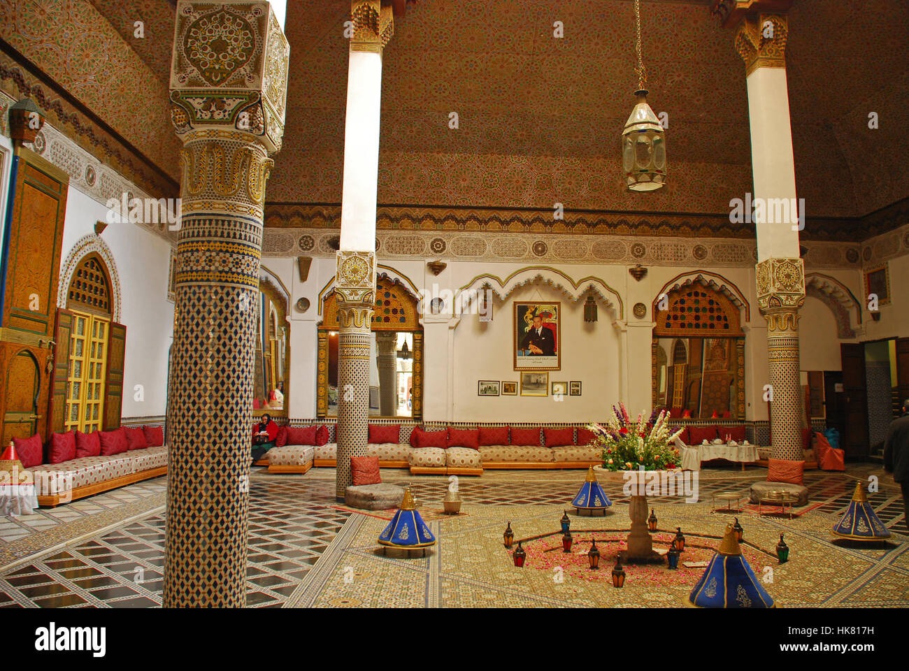 Inner courtyard Palais Mnebhi Medina of Fez Morocco Stock Photo - Alamy