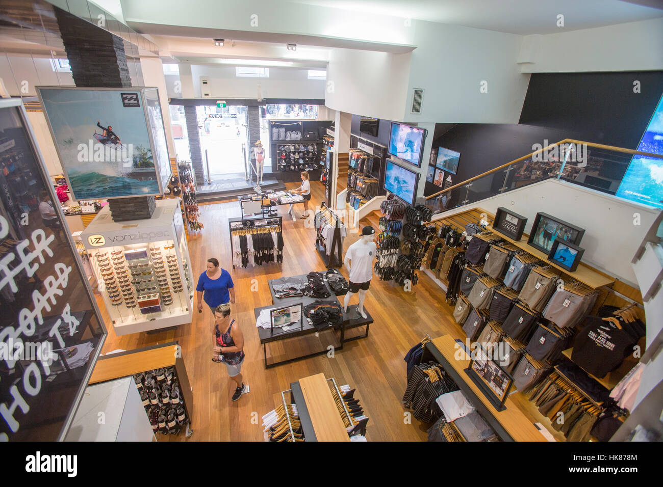 Interior of a Billabong Surf wear gear store shop in Manly Stock Photo -  Alamy