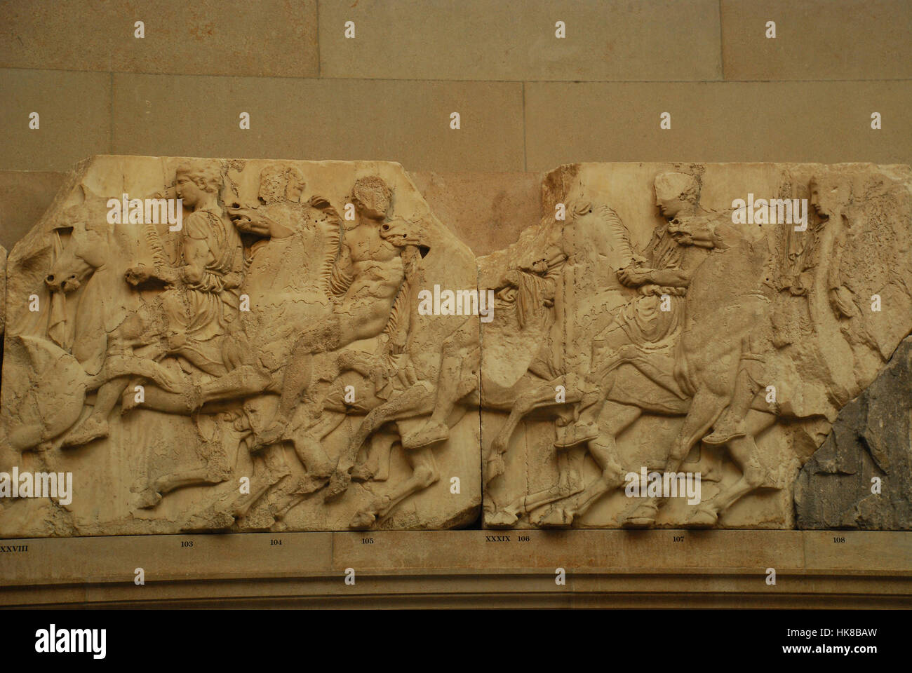 Elgin Marbles from the Parthenon Temple of Athens Akropolis British Museum London UK Stock Photo