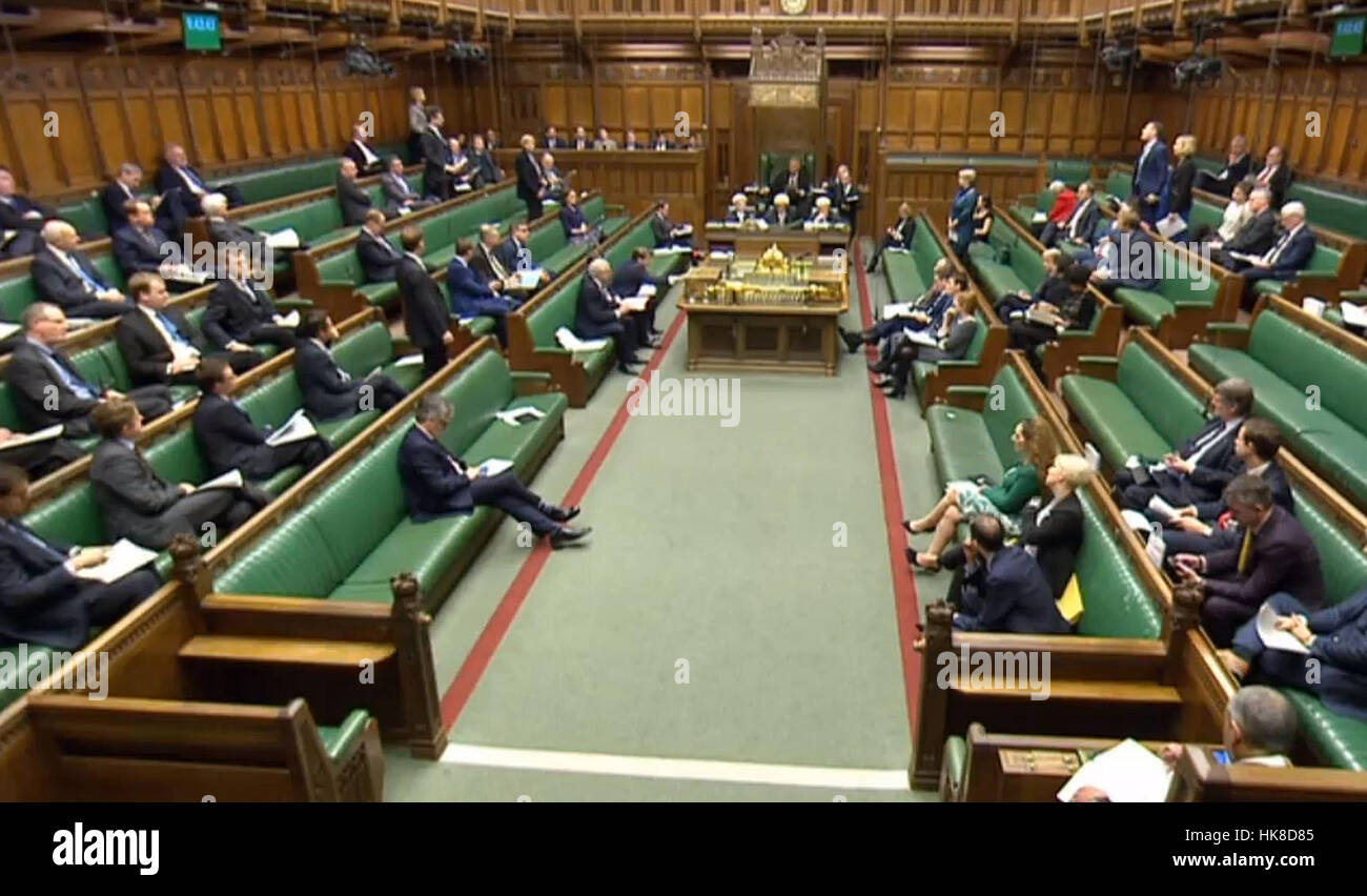 A general view of the House of Commons, London, during Brexit questions as legislation paving the way for Theresa May to start the Brexit process will be published today. Stock Photo