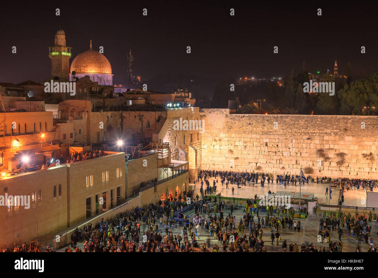 Night view of Temple Mount in Jerusalem Old City, Israel. Stock Photo