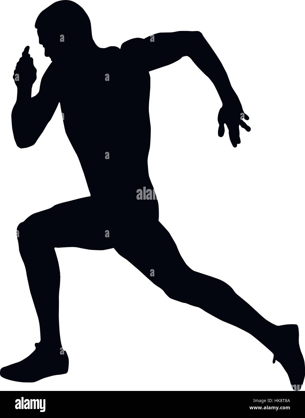 speed running muscular athlete runner black silhouette Stock Vector