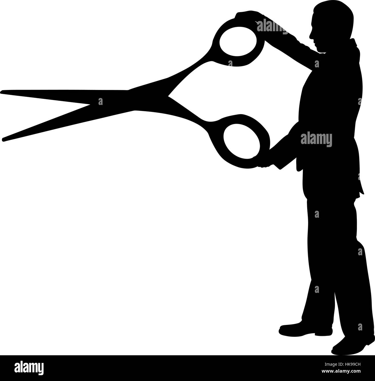 Illustration of man with big scissors Stock Vector