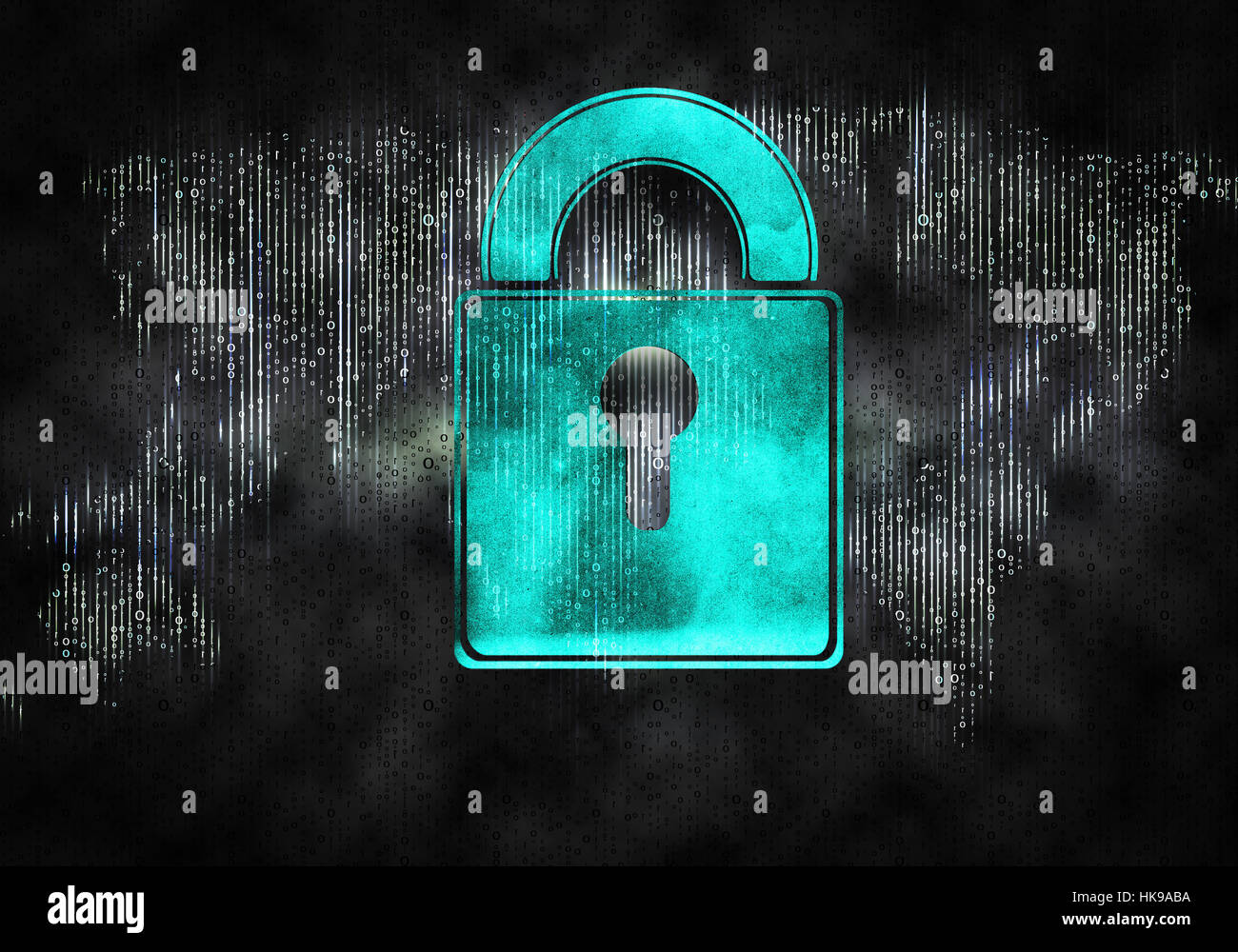 Conceptual digital image of lock on binary background Stock Photo - Alamy