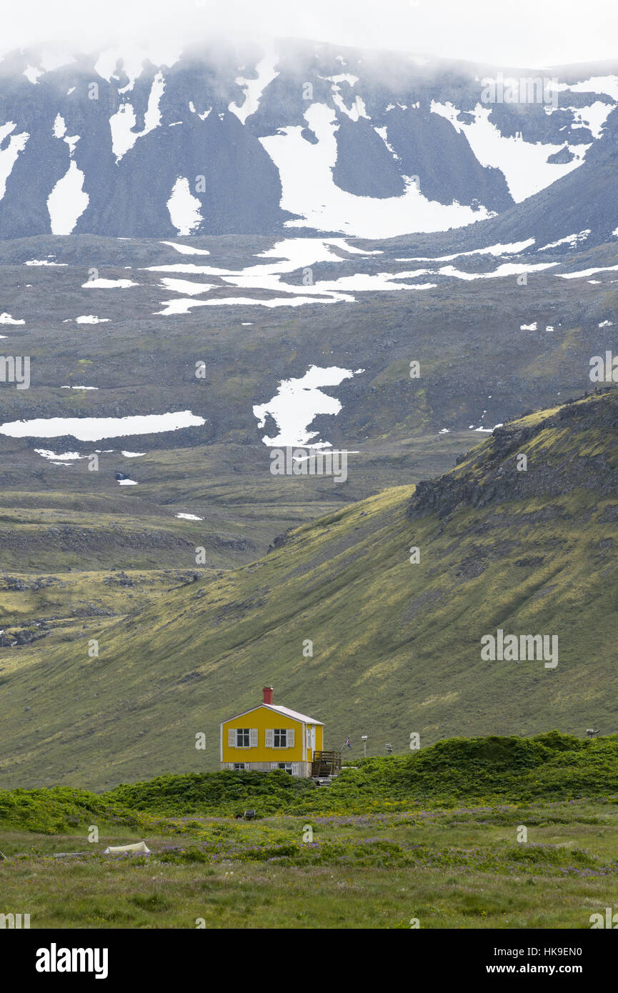 Summer house, Hornstrandir, Iceland. July 2015 Stock Photo