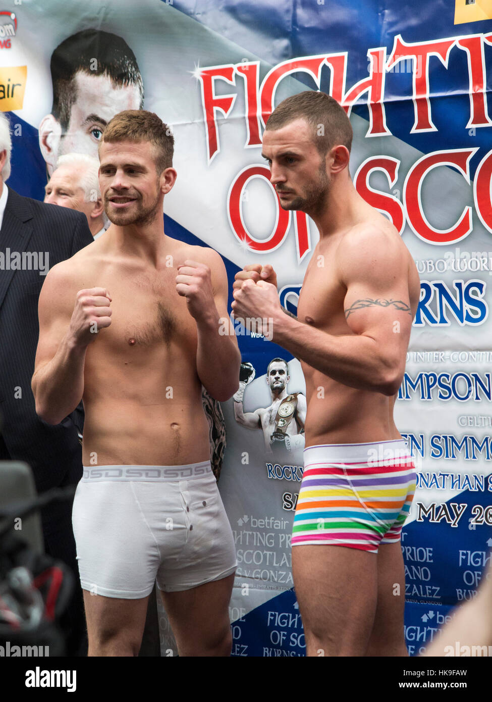 Boxing weigh-in in Glasgow. Stock Photo