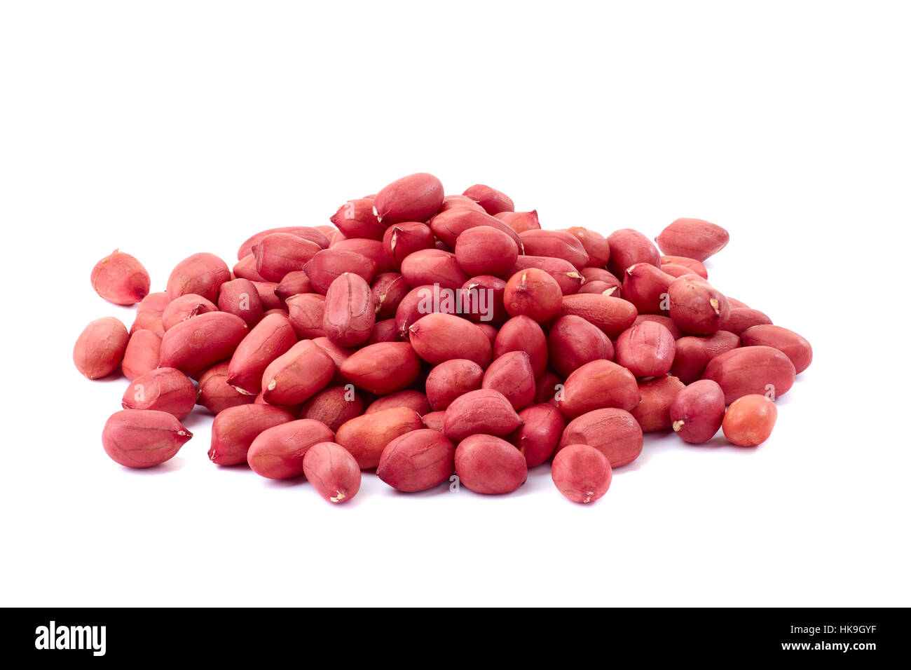Heap of shelled peanuts on white Stock Photo