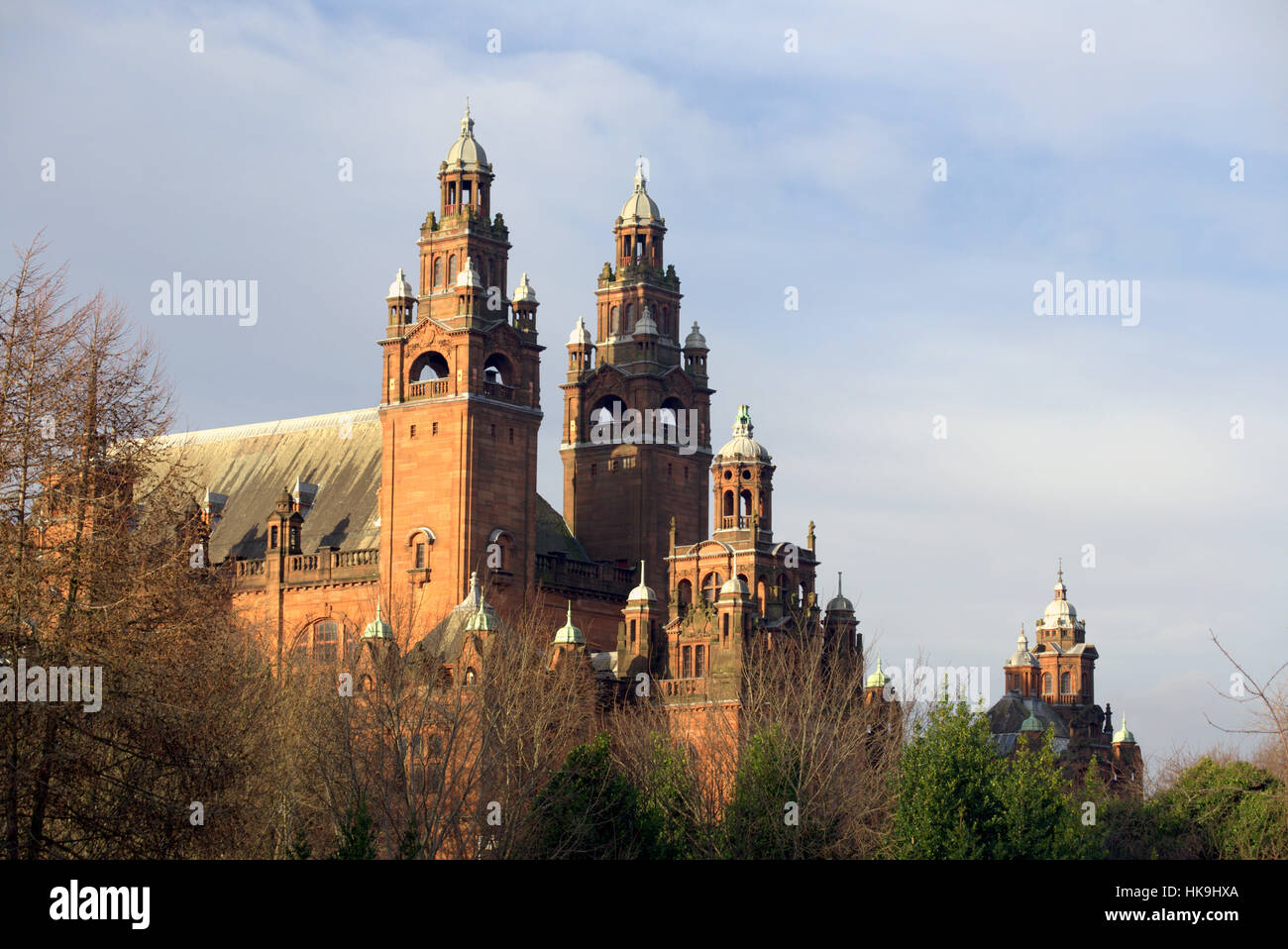 Glasgow Kelvingrove  park  art galleries museum which contains both the university and the museum in the Park area Stock Photo