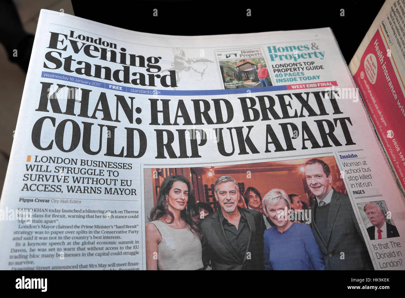 London Evening Standard newspaper headlines Sadiq Kahn ...