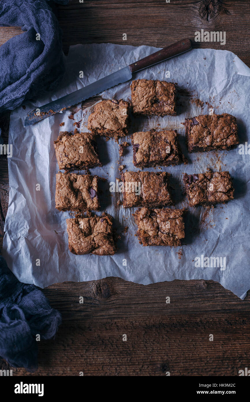 Chocolate and figs oat bars Stock Photo