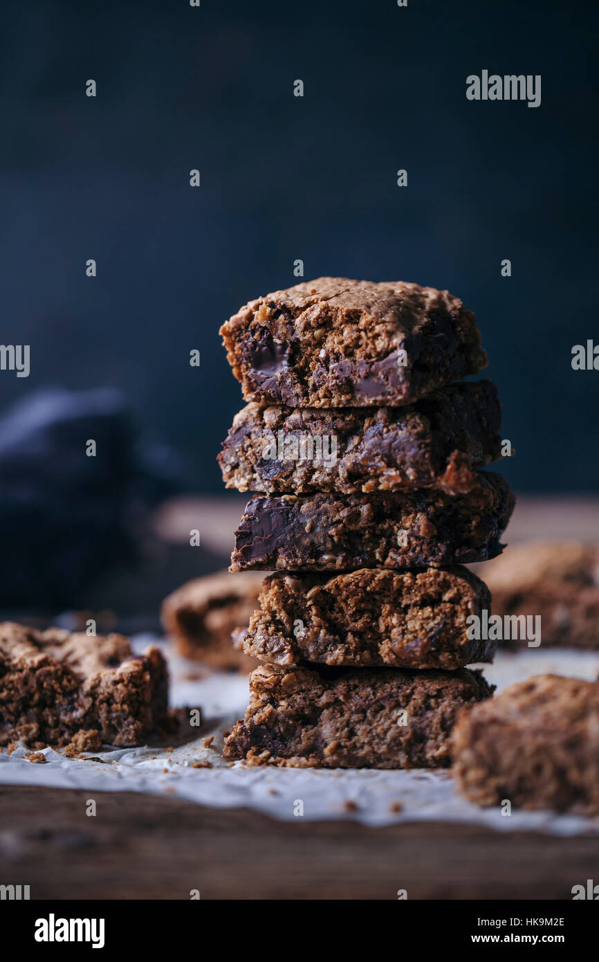 Chocolate and figs oat bars Stock Photo