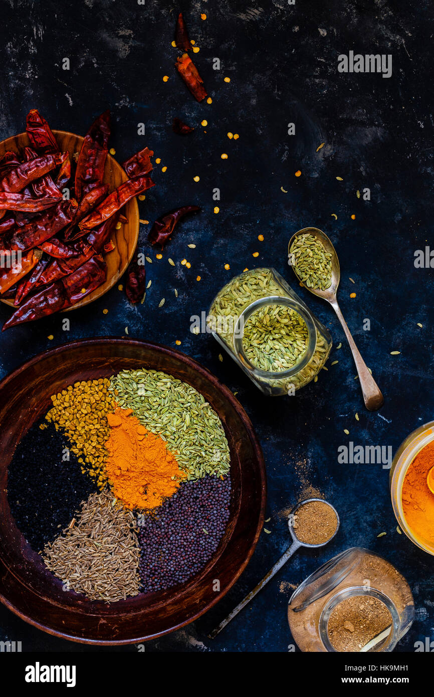 Wholes Spices for making Achari Masala Stock Photo
