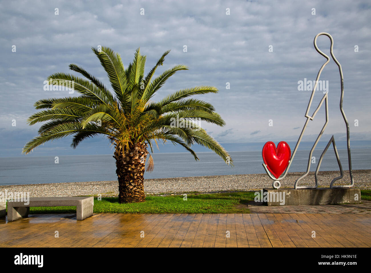 Monument dedicated to love on the promenade along the Black Sea, in Batumi, Georgia. Stock Photo