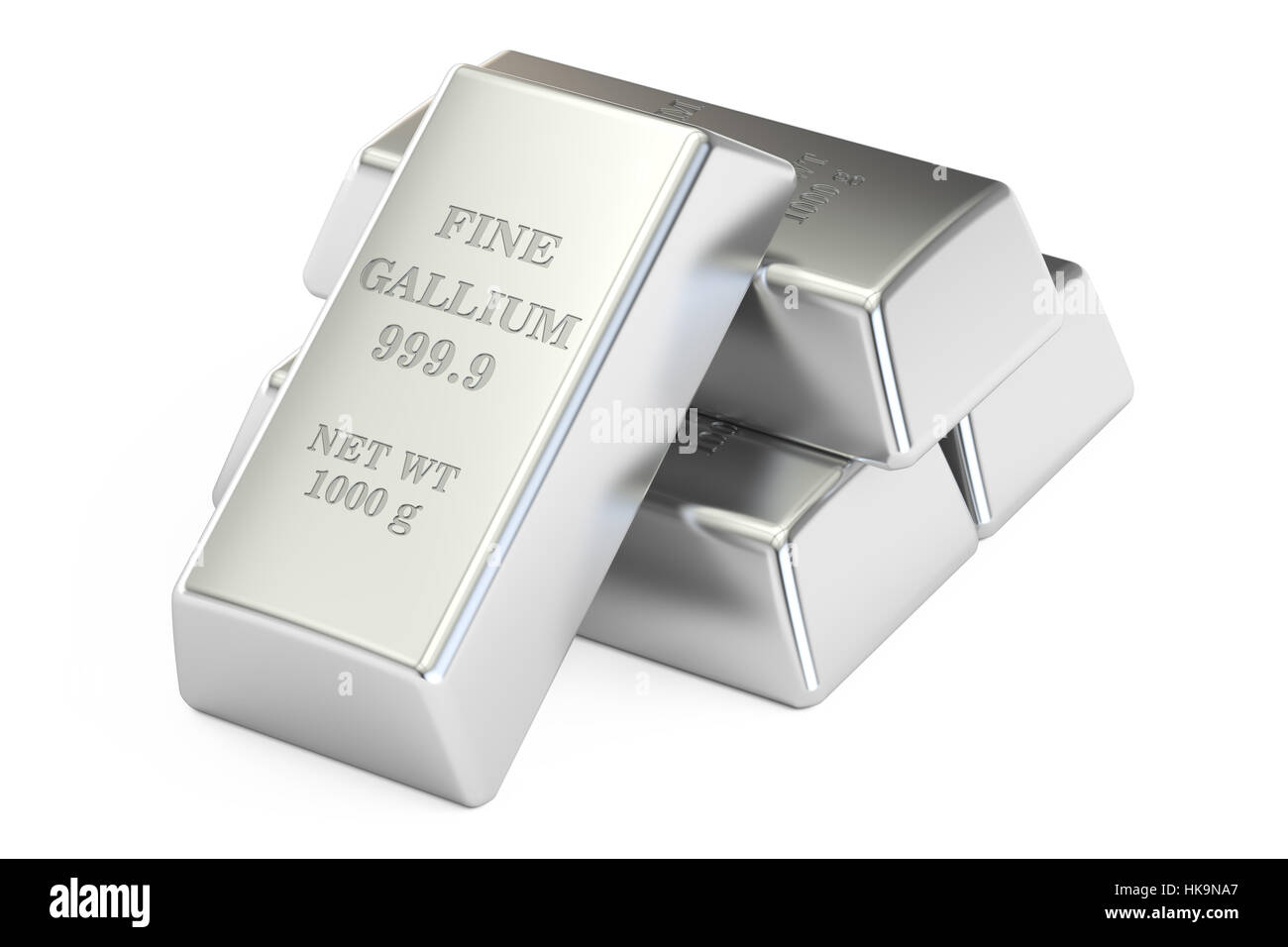 set of gallium ingots, 3D rendering isolated on white background Stock ...