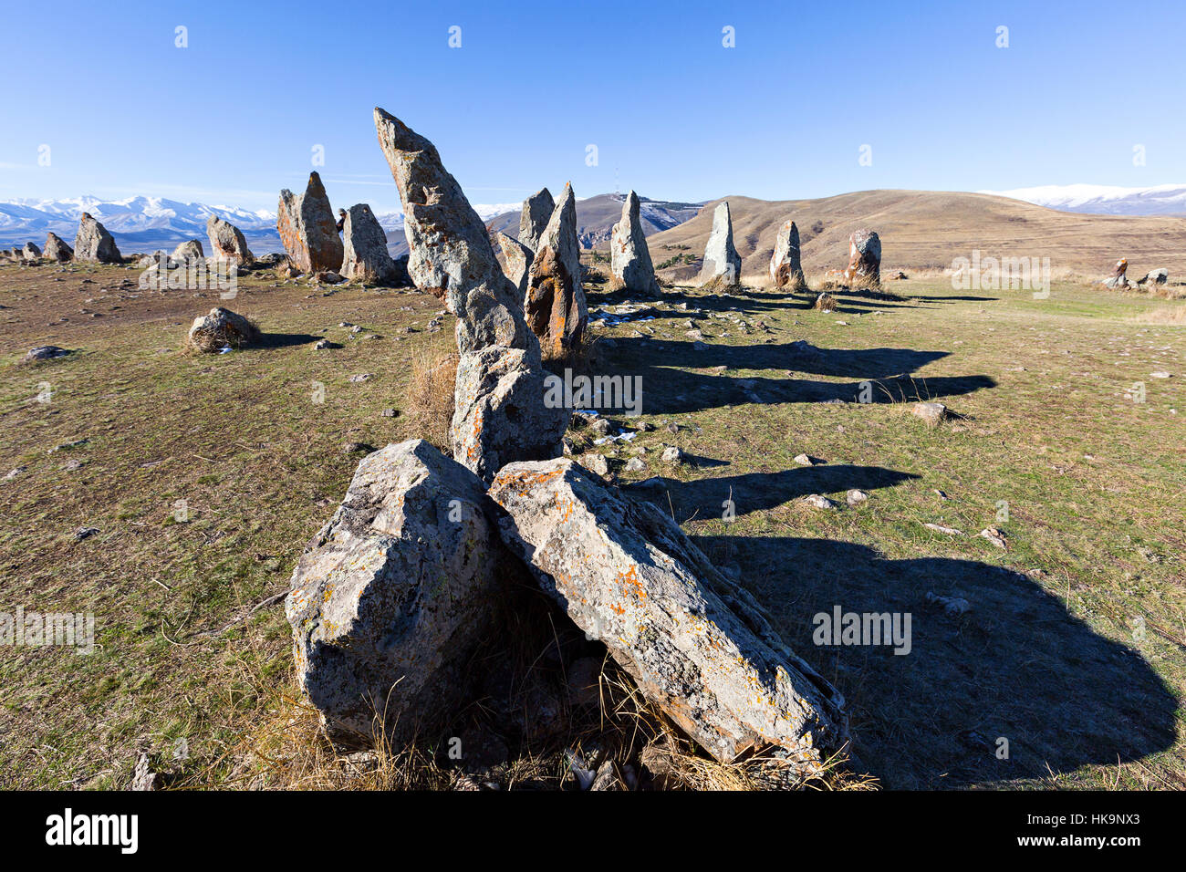 Zorats Karer, Armenian stone henge Stock Photo