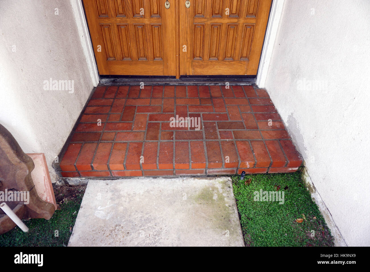 Red Brick Front Entryway Stock Photo