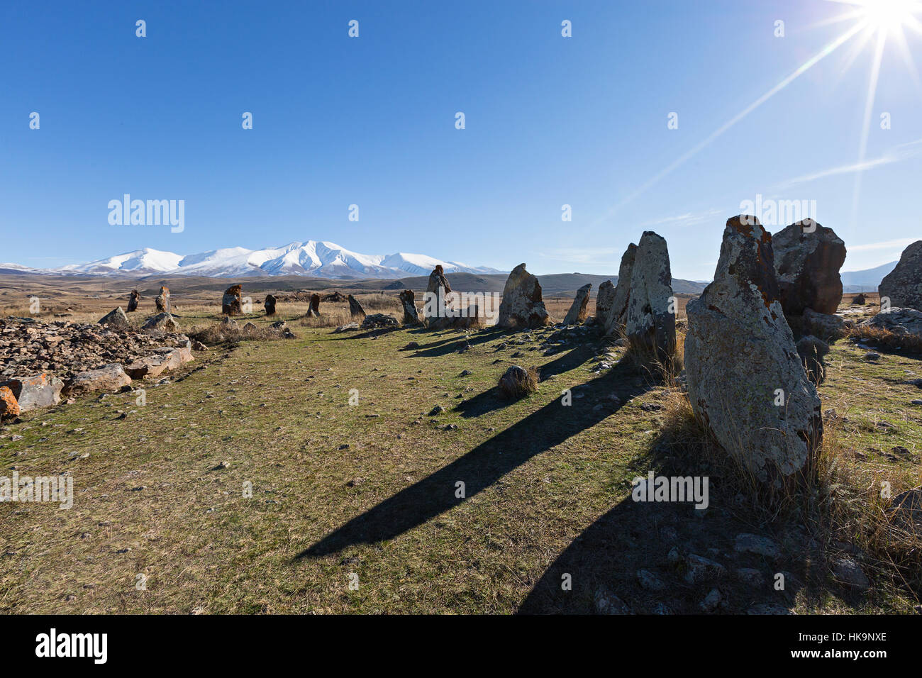 Zorats Karer, Armenian stone henge Stock Photo