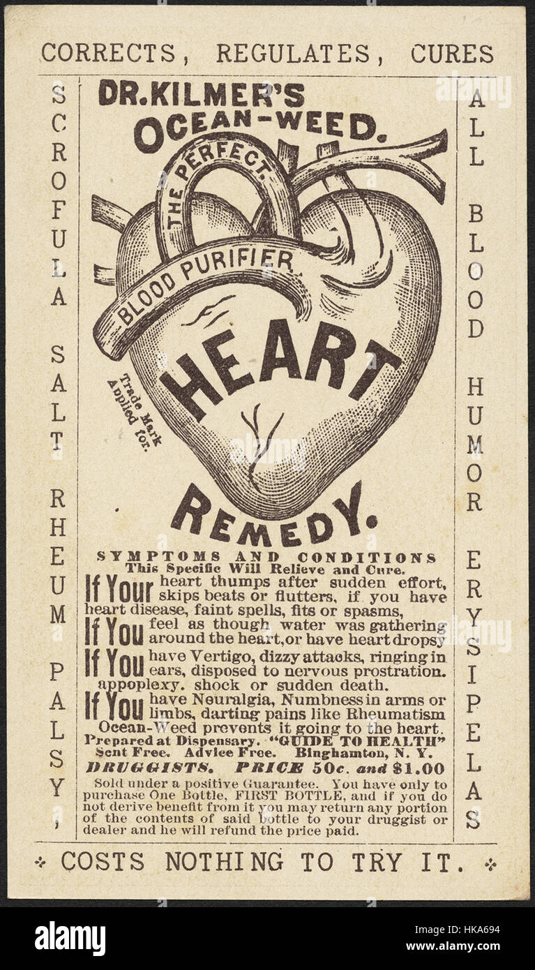 Use Dr. Kilmer's 'Ocean-Weed' heart remedy - Binghamton, N. Y., U. S. A. (back) Stock Photo