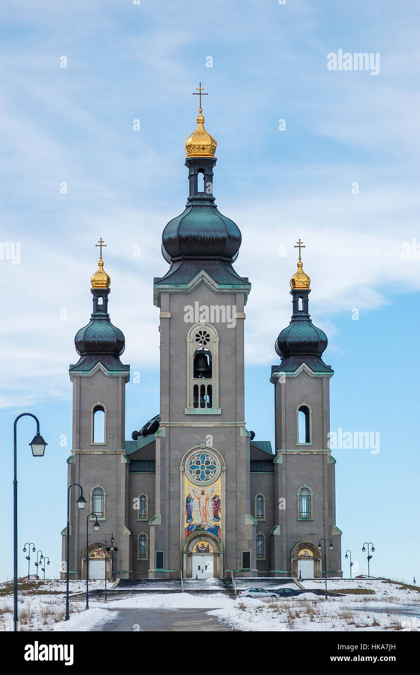 Gold cupolas top the copper domes of the former Cathedral of the