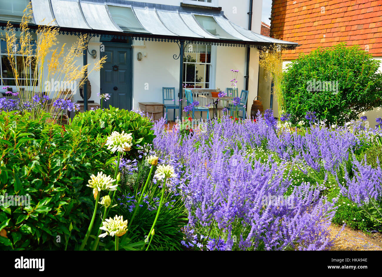 Cottage garden in the front of a house in the coastal village of Bosham