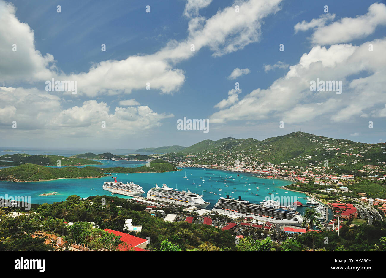 View from top on St Thomas Virgin Islands Stock Photo