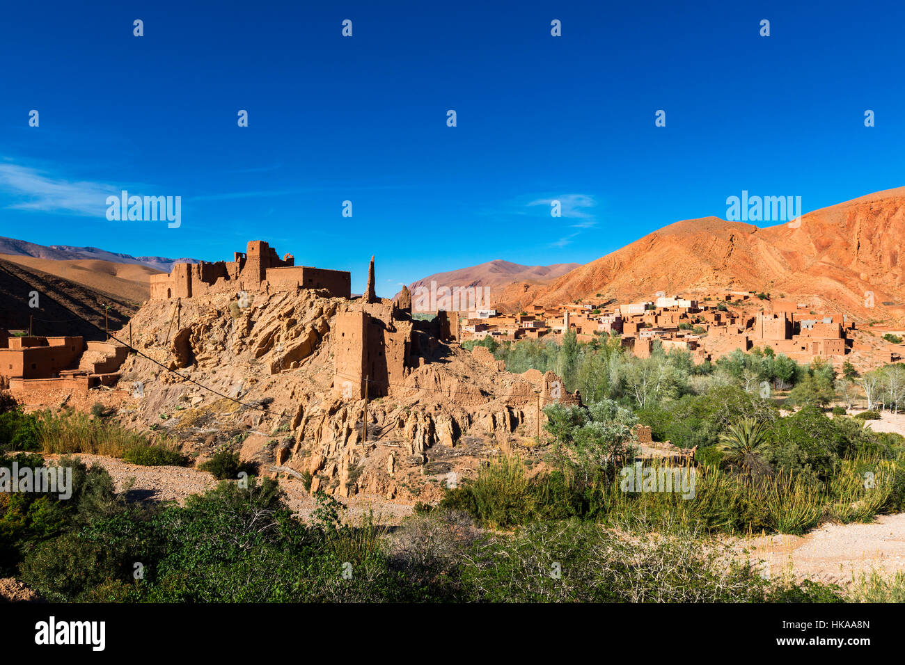View of the Ait Ali Kasbah and village in the Dades Gorge, Morocco Stock Photo