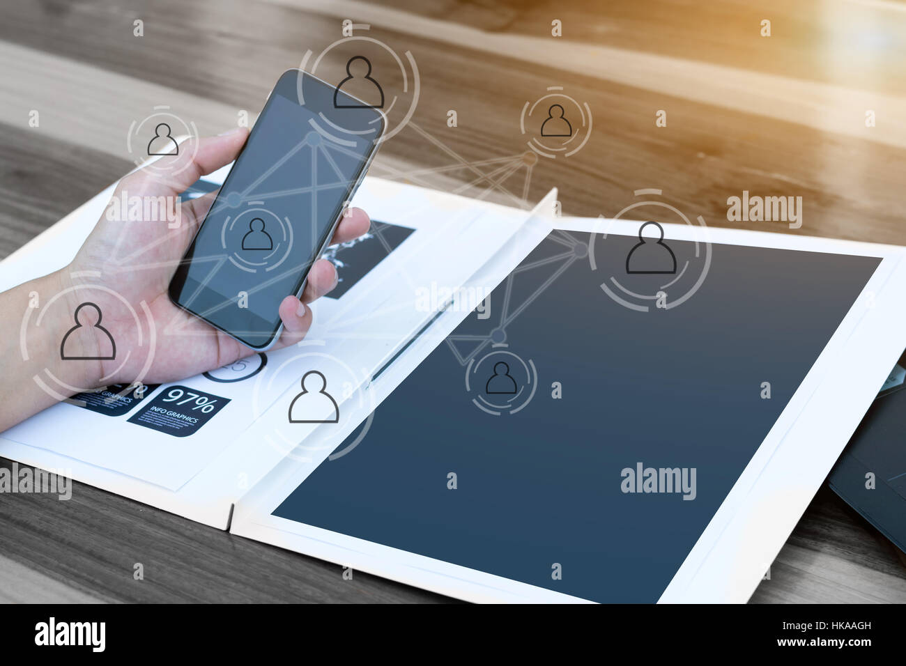 business technology concept,Business people hands use smart phone and ...