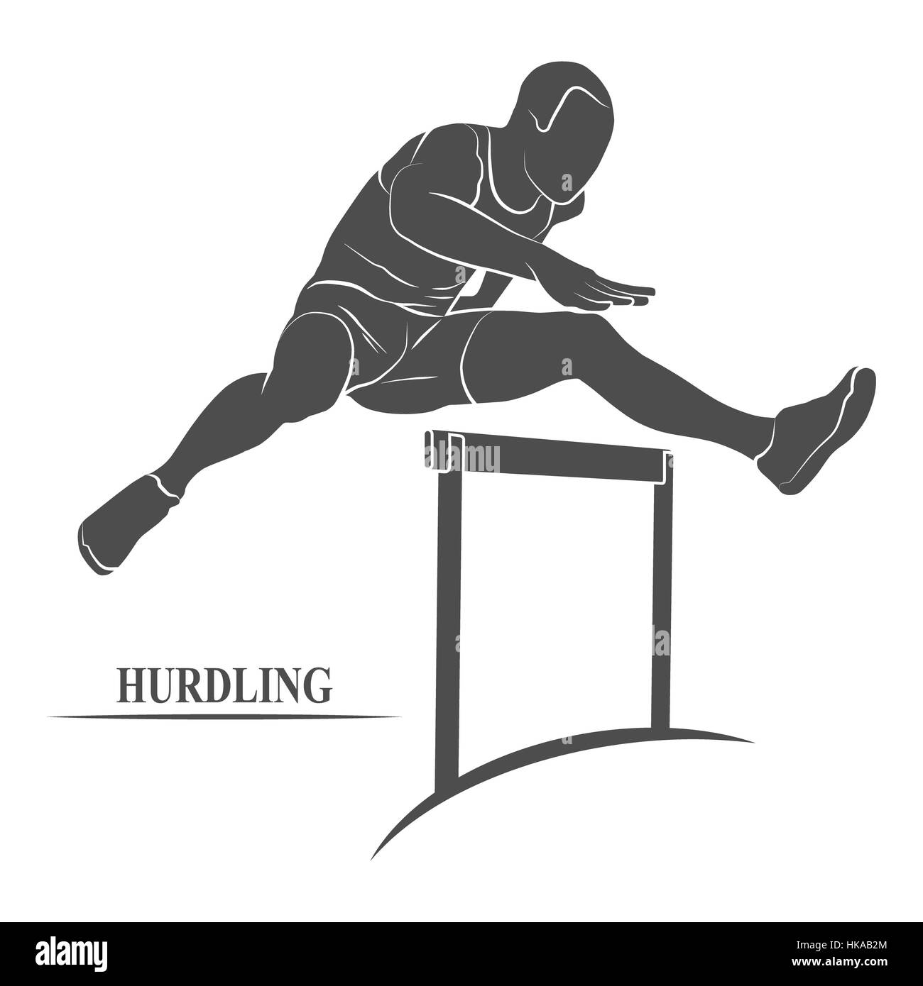 Man jumping over hurdles icon. Photo illustration. Stock Photo