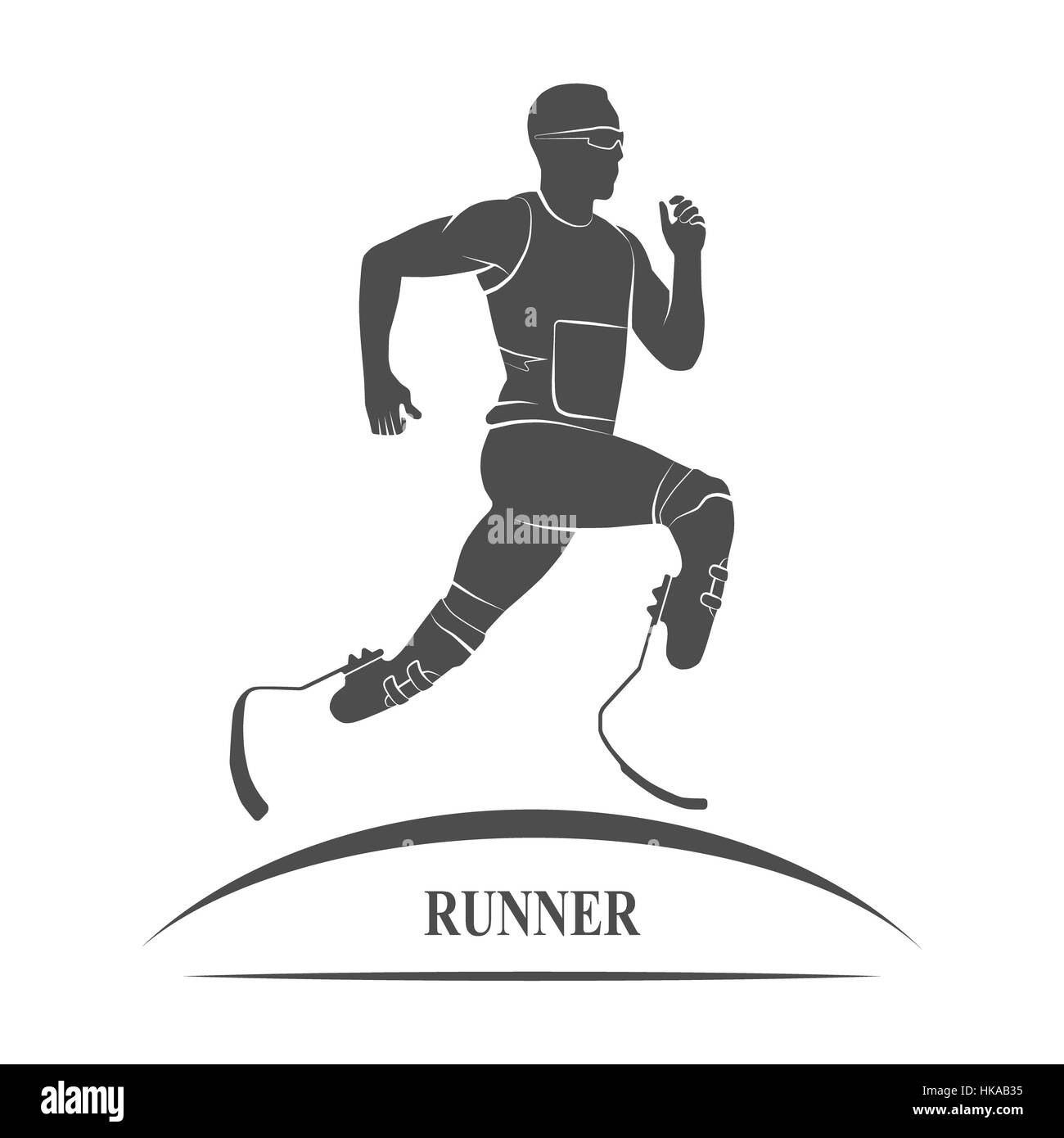 Gray Icon disabled athlete running. Paralympic Games. Photo illustration. Stock Photo