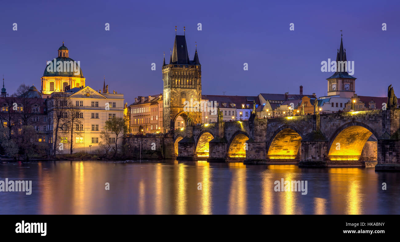 City of Prague featuring the Charles Bridge Stock Photo