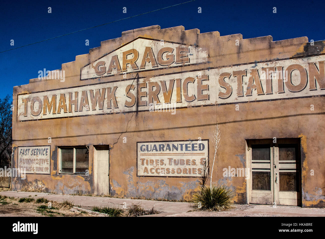 Tomahawk Service Station still stands in Mountainair New Mexico Stock