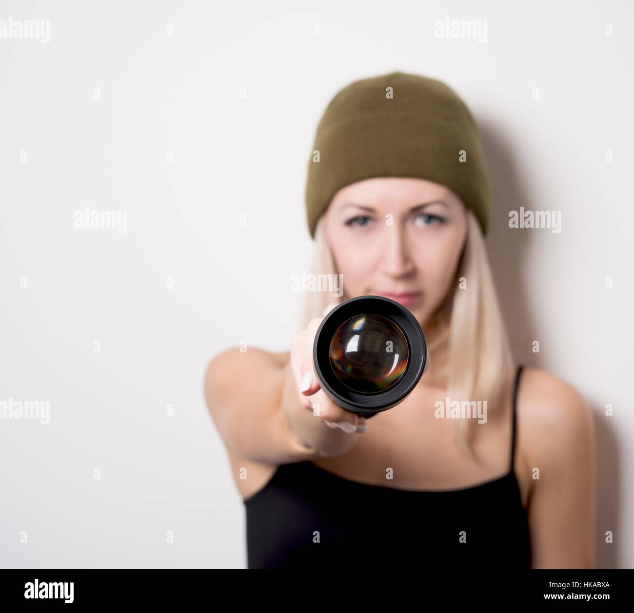 girl with the flashlight Stock Photo - Alamy
