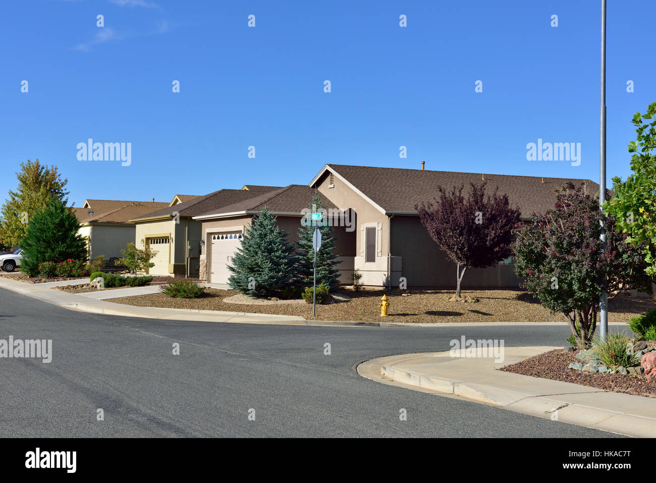 House garden landscaping in dry climate of Yavapai county, Arizona, USA Stock Photo