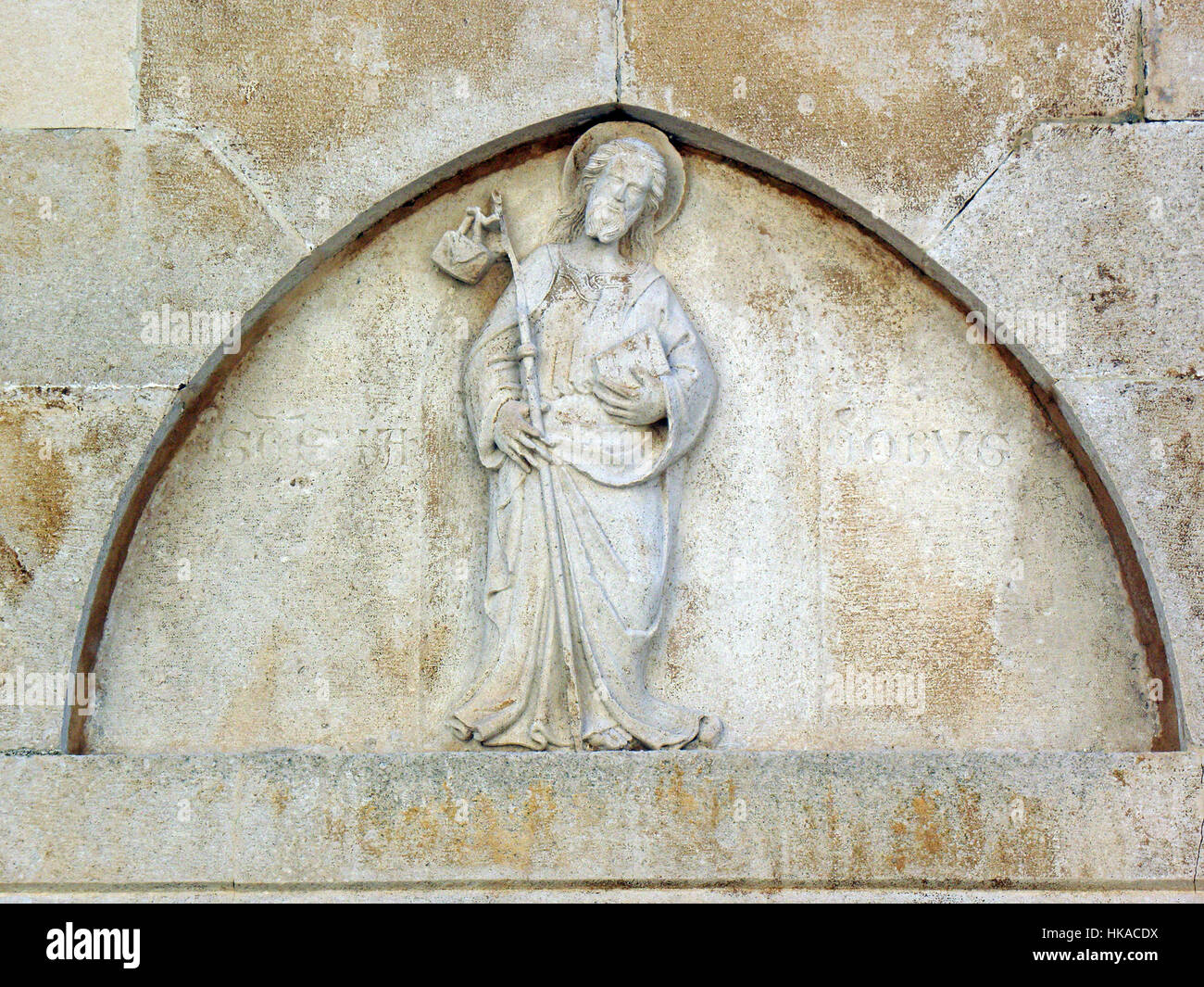 Korcula ancient artwork and craftmanship details,Jesus Good Shepherd,Croatia,Europe,21 Stock Photo