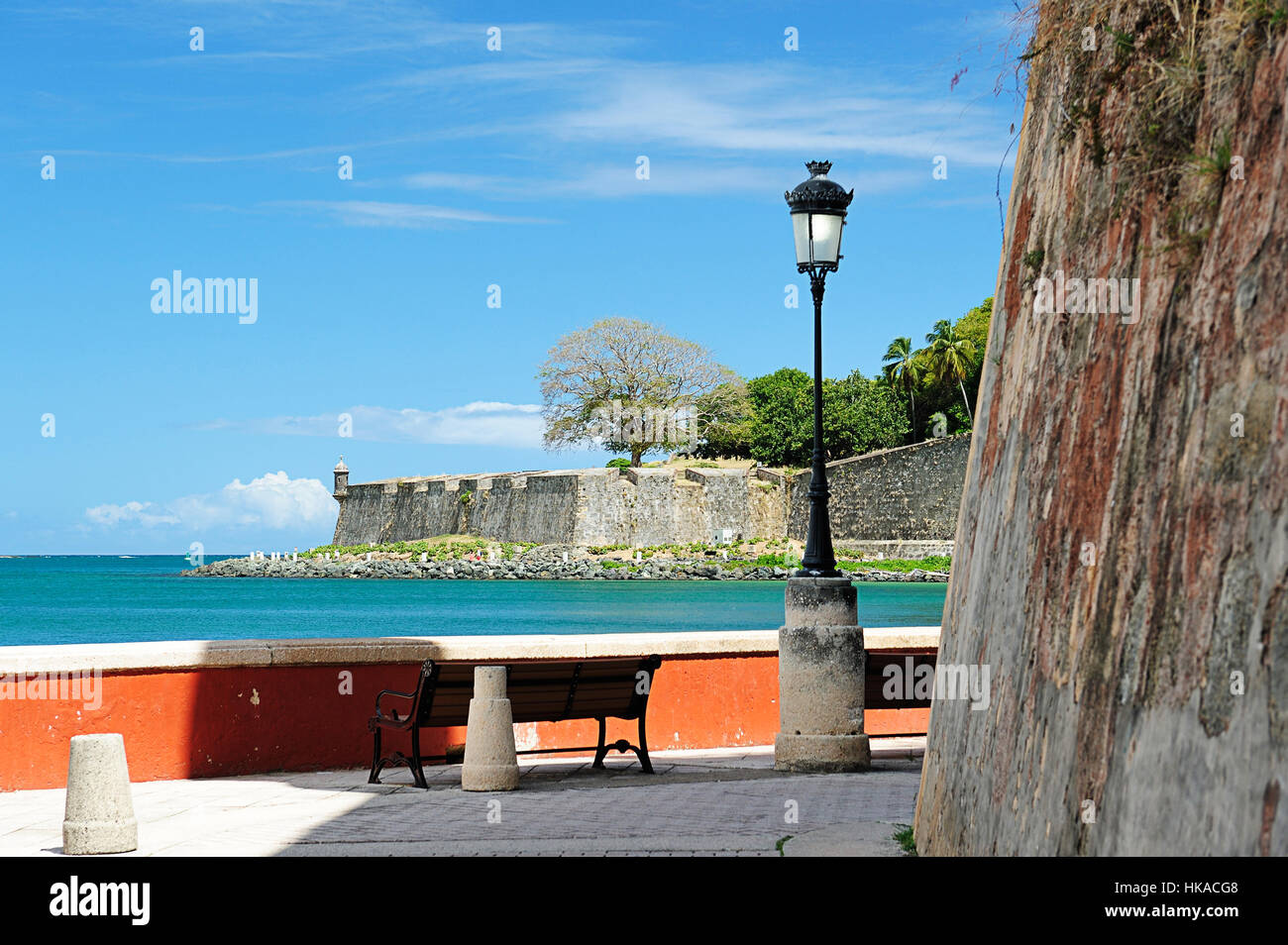 Pier next to fort in Puerto Rico Stock Photo