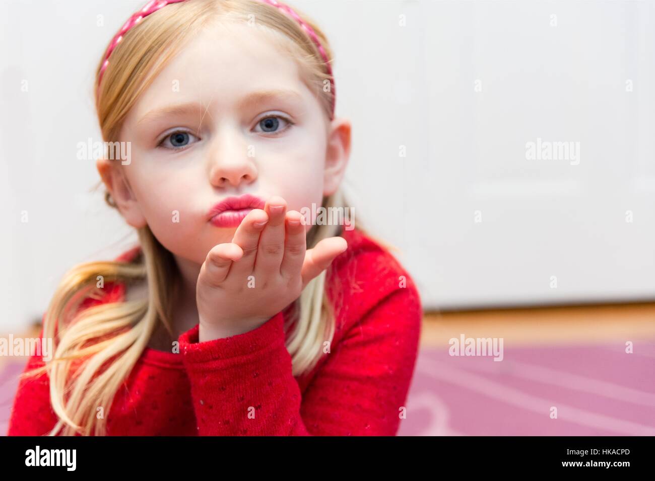 Blowing kiss with red lipstick hires stock photography and images Alamy