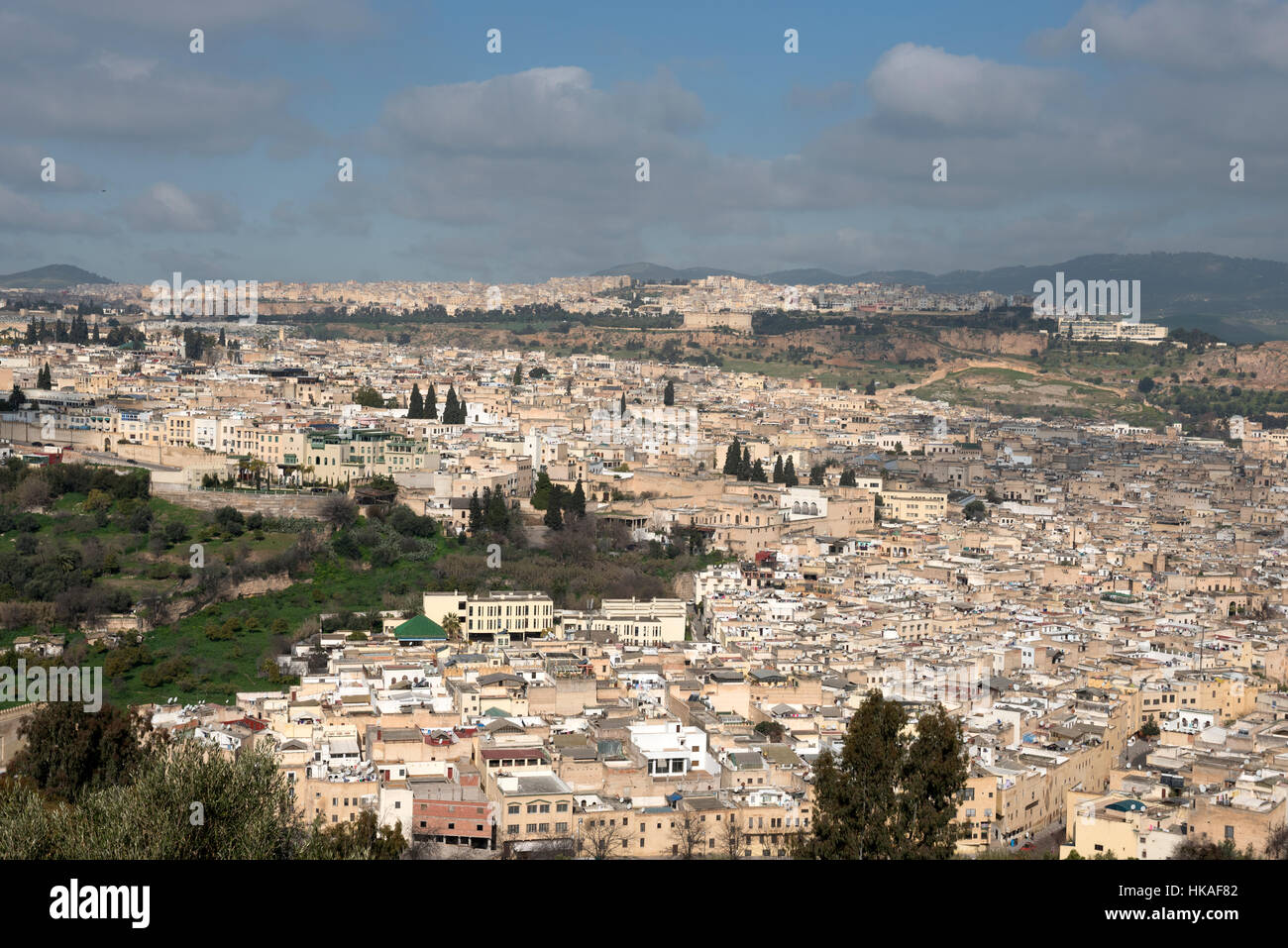 Aerial view of Fes northern Morocco Stock Photo