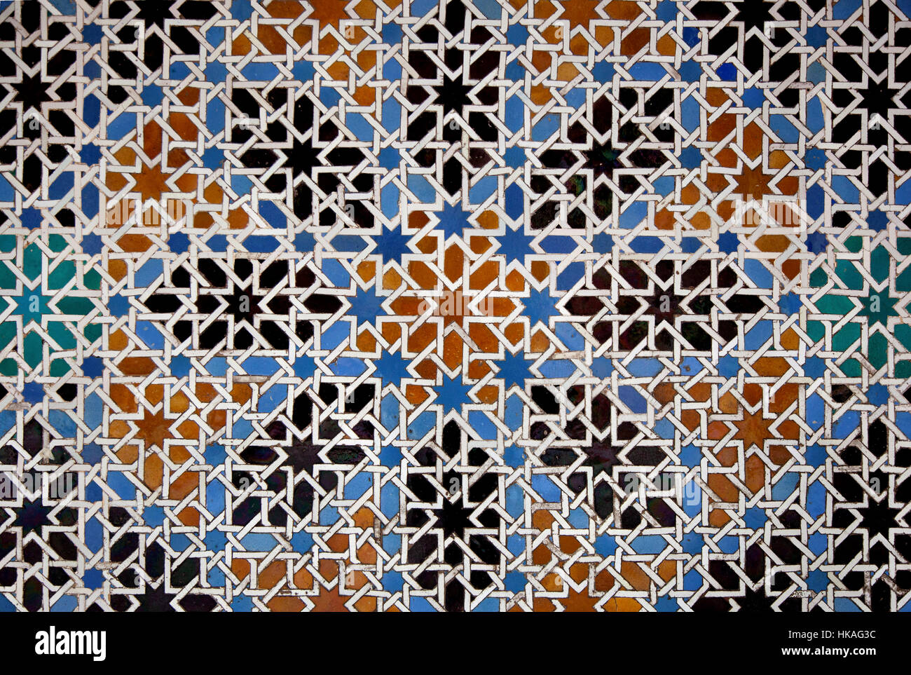 Ornate tiling on the walls of the Alcazar in Seville, Andalucia Stock Photo