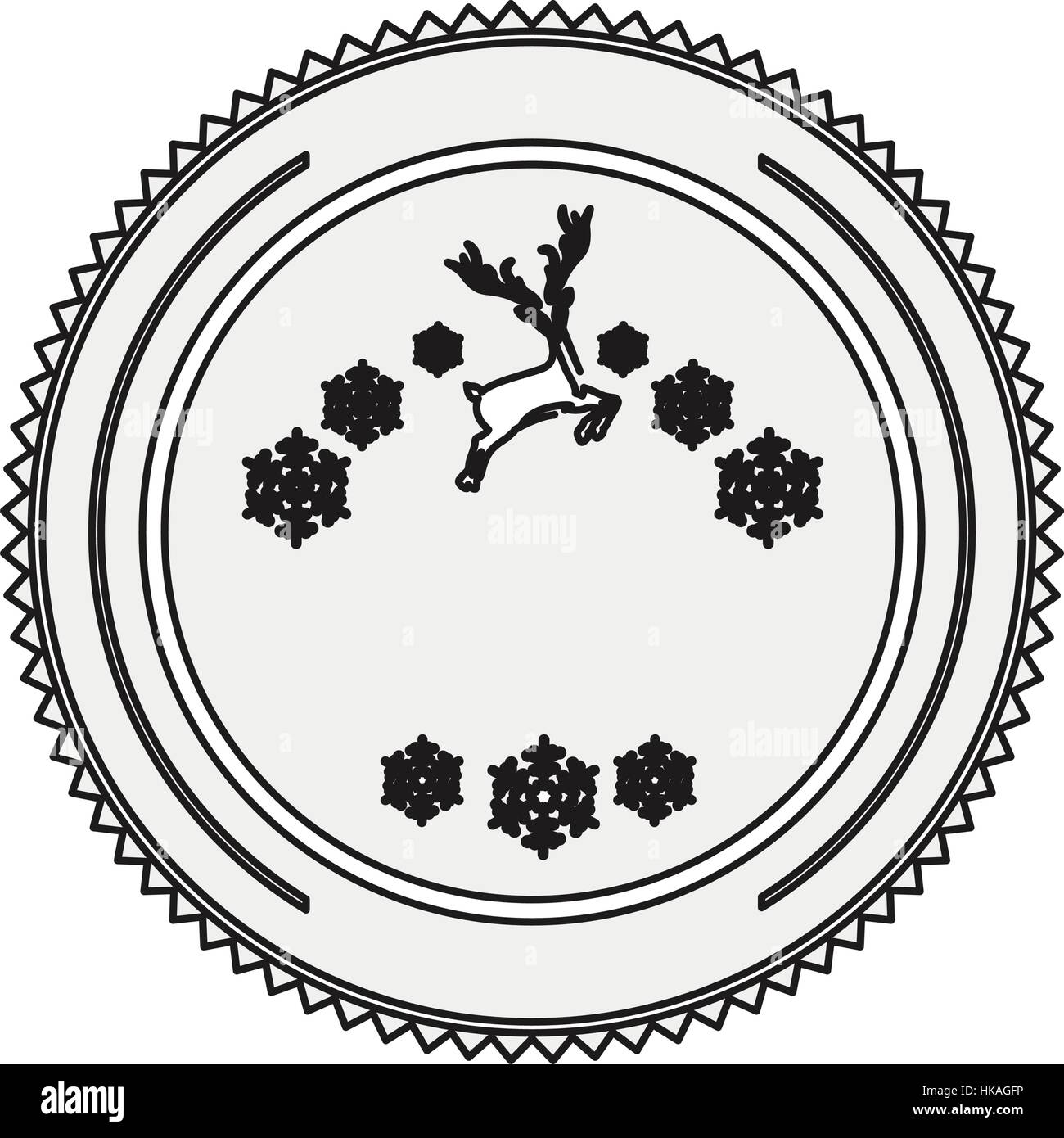 silhouette circular border with snowflake christmas ande reindeer Stock ...