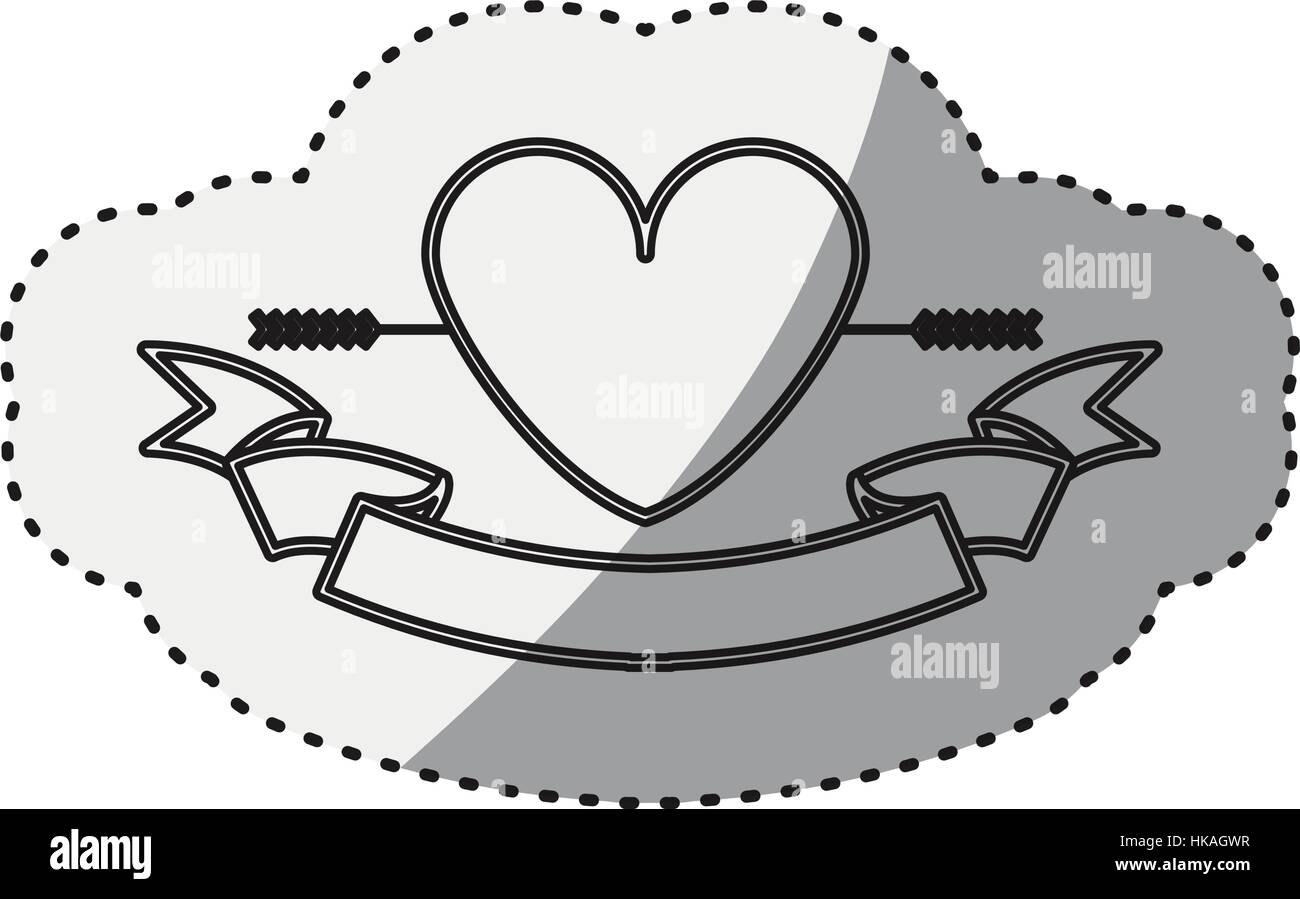 Shading label heart silhouette Stock Vector Images - Alamy