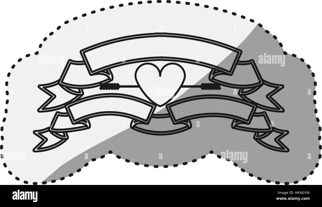 sticker silhouette with set labels and heart Stock Vector Image & Art ...
