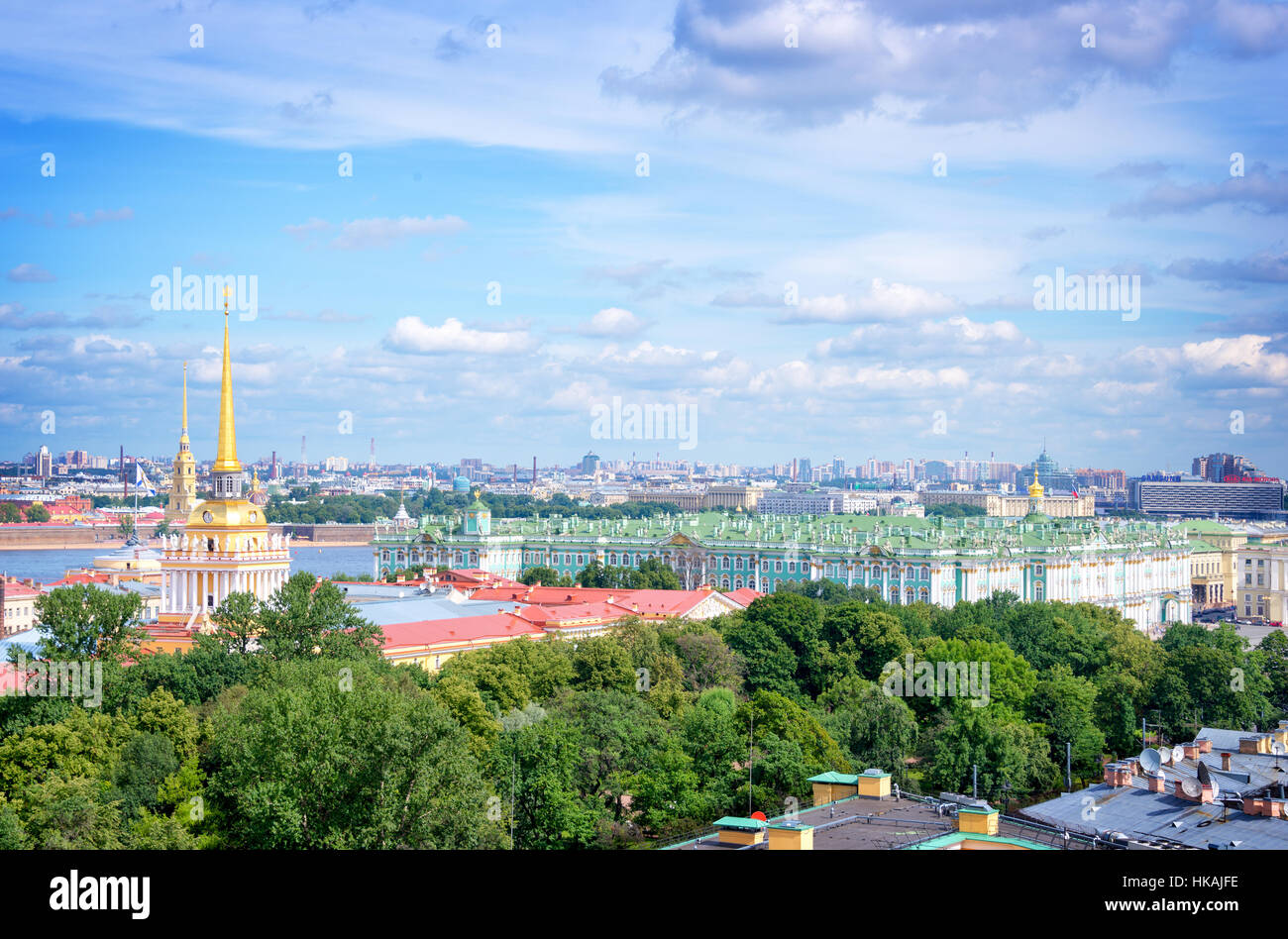 Aerial view of Admiralty tower and Hermitage, St Petersburg, Russia Stock Photo