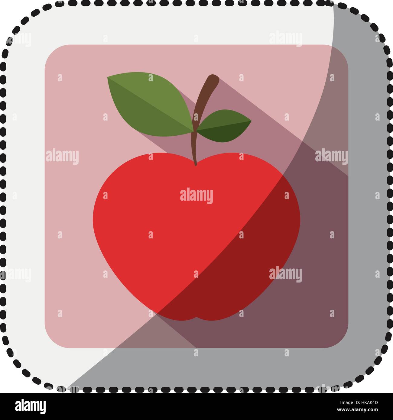 color square with middle shadow sticker with apple fruit Stock Vector ...
