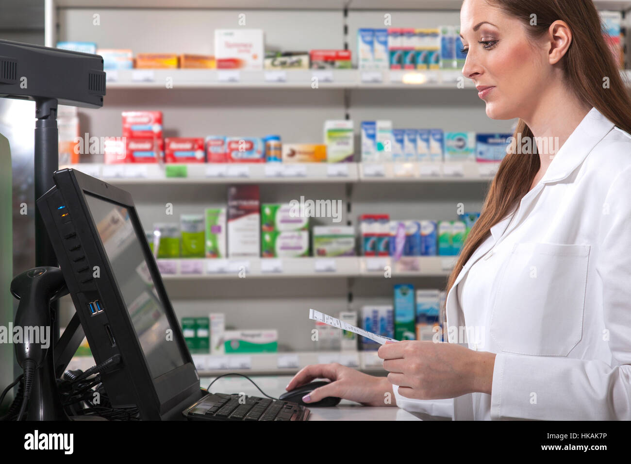 Friendly pharmacist desk hi-res stock photography and images - Alamy