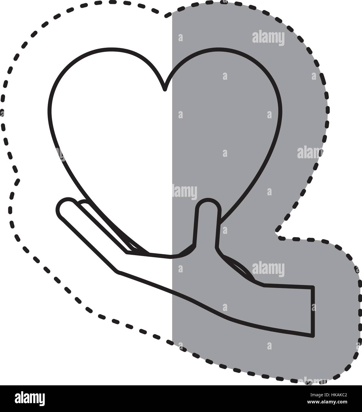 Sticker contour hand holding heart Stock Vector Images - Alamy