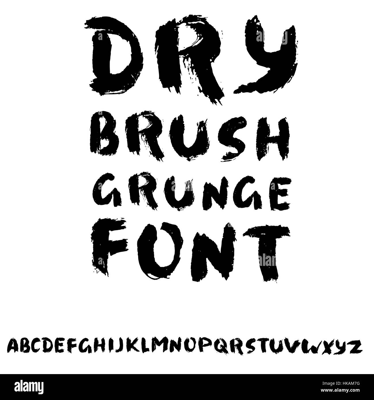 Hand drawn font made by dry brush strokes. Grunge style alphabet ...
