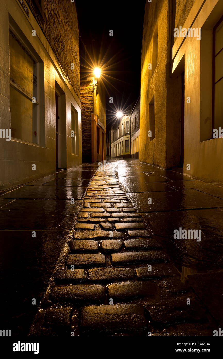 Old cobbled street, Stromness, Orkney Stock Photo