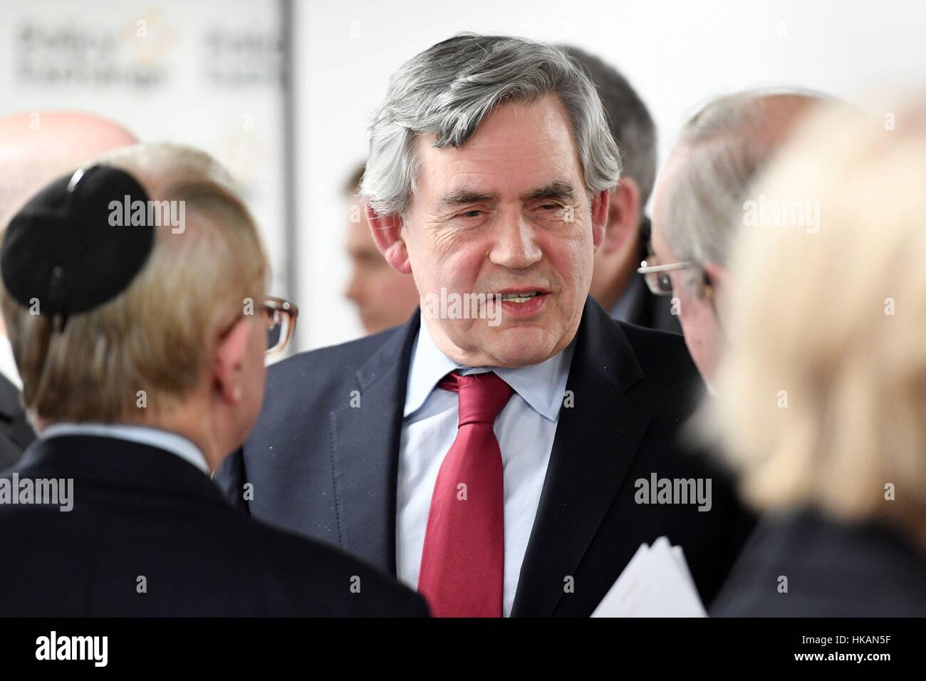 Former Prime Minister Gordon Brown at the launch of a new bipartisan report titled The Cost of Doing Nothing, co-authored by the late Jo Cox MP, at the Policy Exchange in Westminster, London. Stock Photo