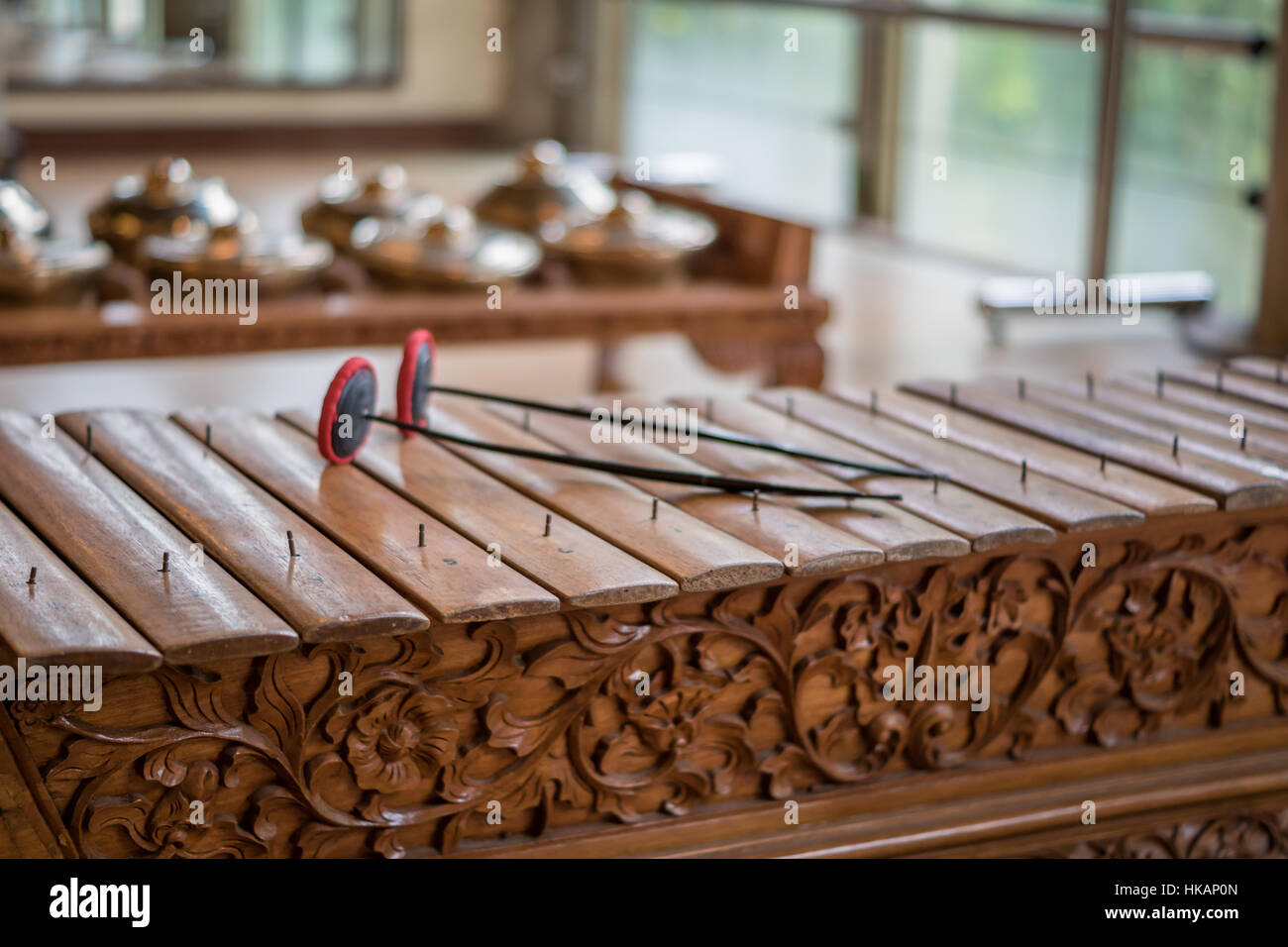 Saron, a gamelan music instrument, a traditional music in Bali and Jawa. Stock Photo