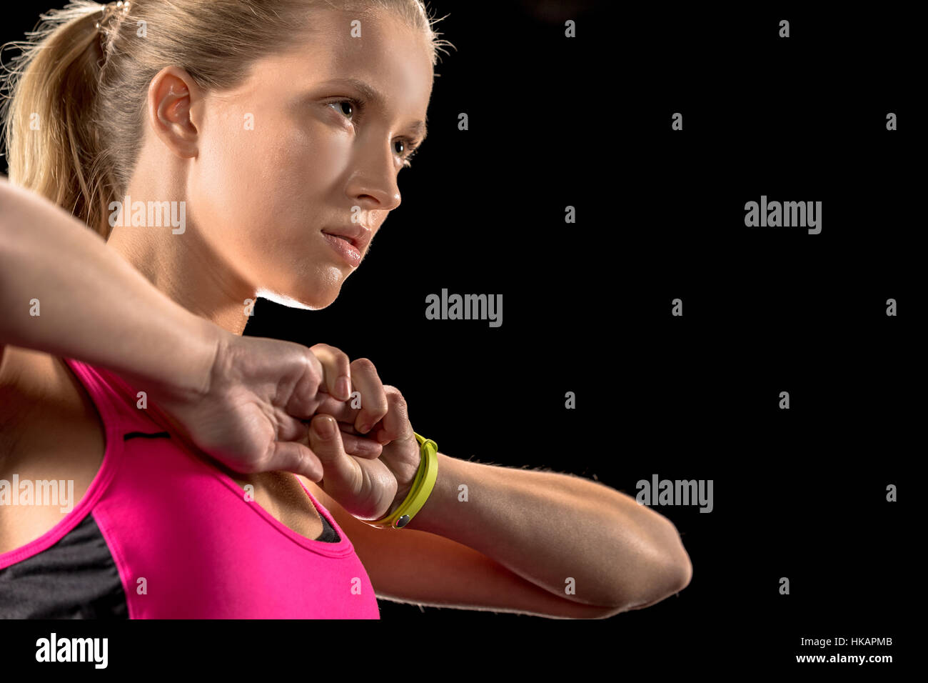 Athletic woman exercising Stock Photo
